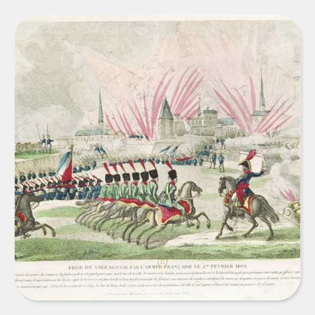 Die Belagerung von Saragossa Quadratischer Aufkleber (Vorderseite)
