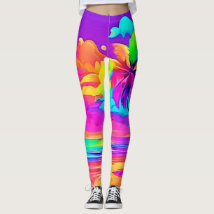 Die belebte Tropical Shore Art Leggings
