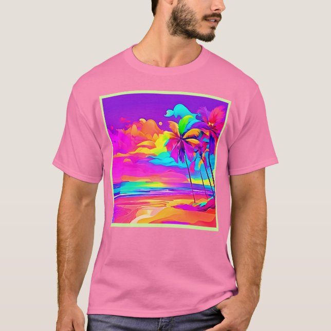 Die belebte Tropical Shore Art T-Shirt (Vorderseite)