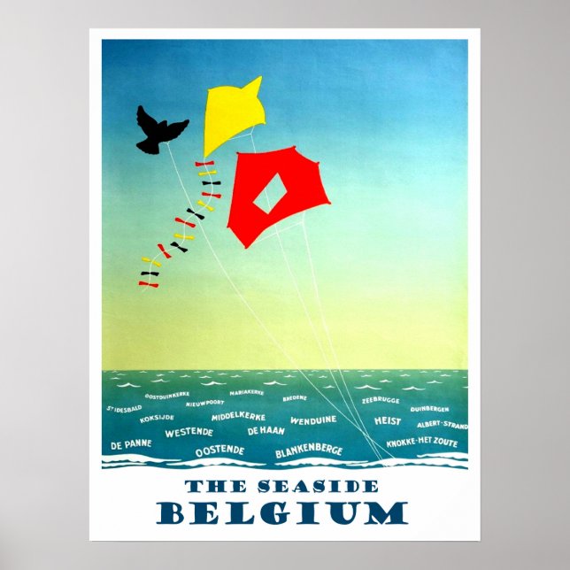 Die belgische Küste, die Drachen, Vintag Poster (Vorne)