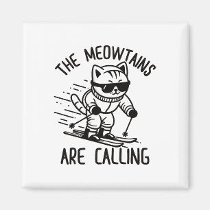 Die Berge nennen sich "Funny Skiing Cat Snow Ski L Magnet