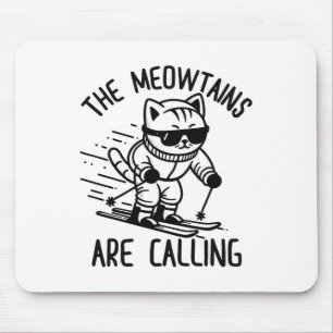 Die Berge nennen sich "Funny Skiing Cat Snow Ski L Mousepad