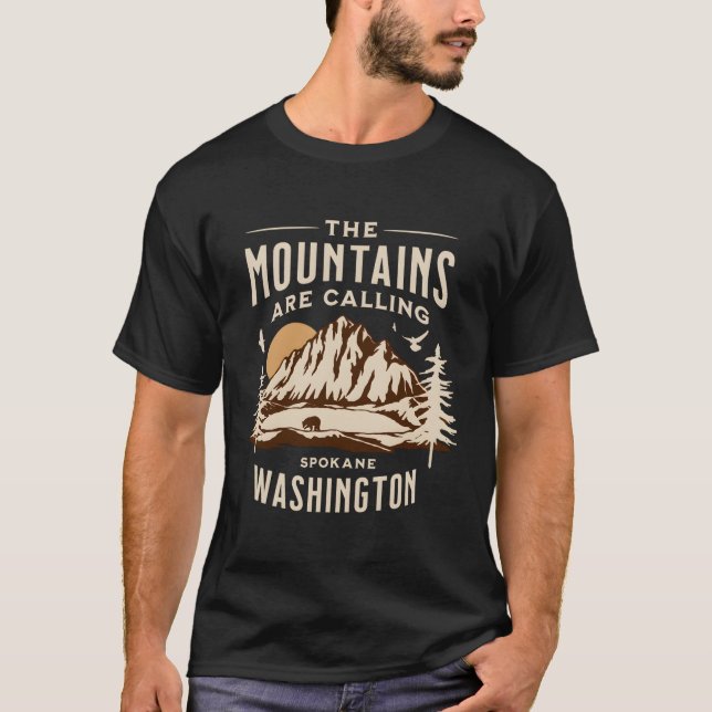 Die Berge nennen Spokane Washington T-Shirt (Vorderseite)
