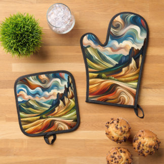 Die Berge Ofenhandschuh & Topflappen-Set