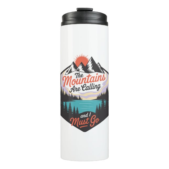 Die Berge rufen - Naturerlebnis Thermosbecher (Vorderseite)