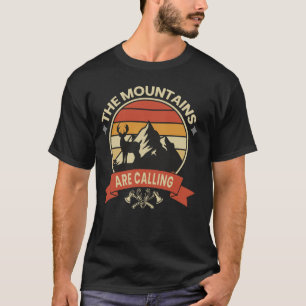 Die Berge rufen Vintage-Hirsch-Sonnenuntergang-Ret T-Shirt