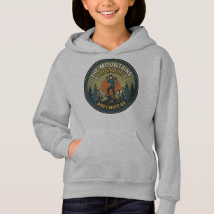 Die Berge rufen Vintage-Wanderabzeichen Hoodie