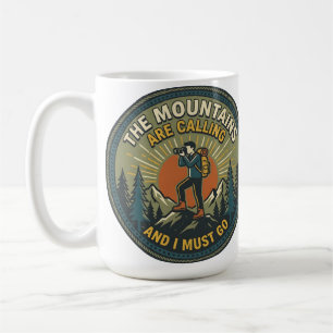 Die Berge rufen Vintage-Wanderabzeichen Kaffeetasse
