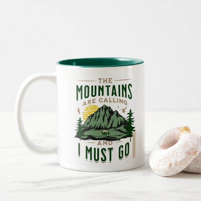 Die Berge rufen Zweifarbige Tasse (Mit Donut)