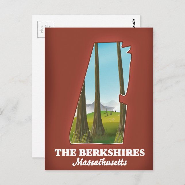 Die Berkshires Massachusetts-Karte Postkarte (Vorne/Hinten)
