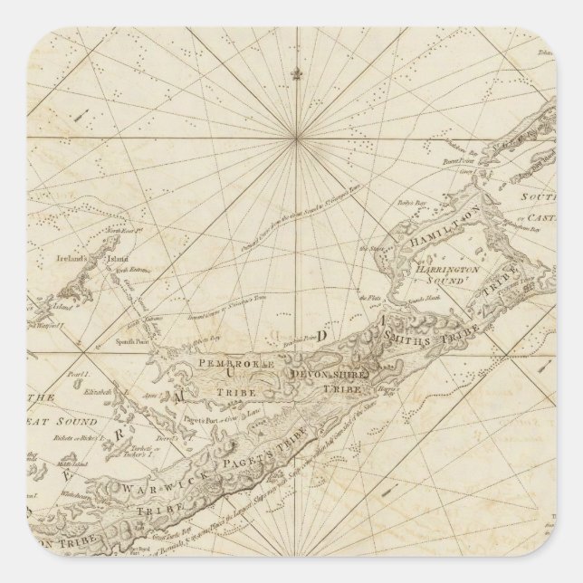 Die Bermudas oder die Sommerinseln Quadratischer Aufkleber (Vorderseite)