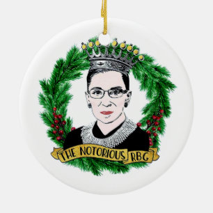 Die berüchtigte RBG Ruth Bader Ginsburg Weihnachte Keramik Ornament