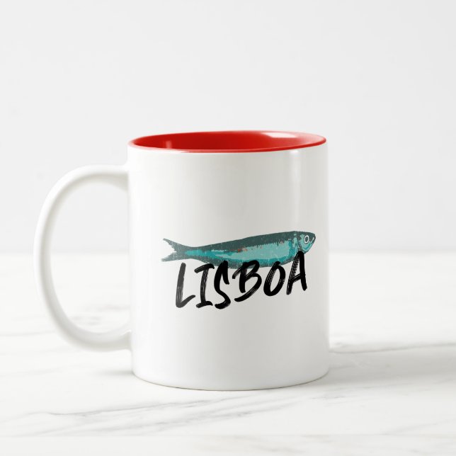 Die berühmte Sardine des Festivals von Lissabon Zweifarbige Tasse (Links)