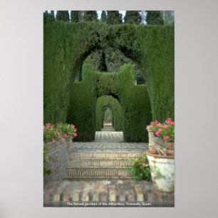 Die berühmten Gärten der Alhambra, Granada, Spanie Poster