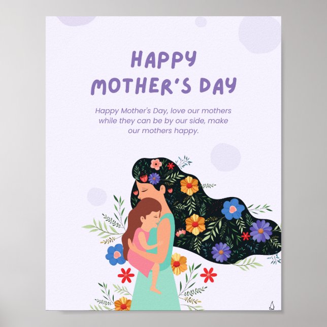 Die Best Blue Happy Mütter Day Holiday Card Poster (Vorne)