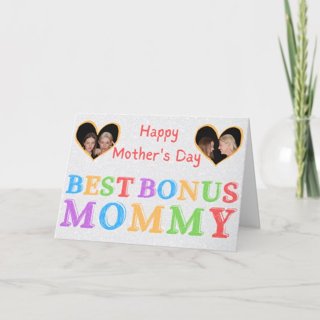 Die beste Bonus Mommy Custom Foto Mutter Day Card Dankeskarte (Vorderseite)
