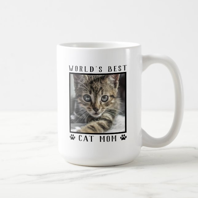 Die beste Cat-Mama der Welt mit dem Foto Ihrer Kat Kaffeetasse (Rechts)