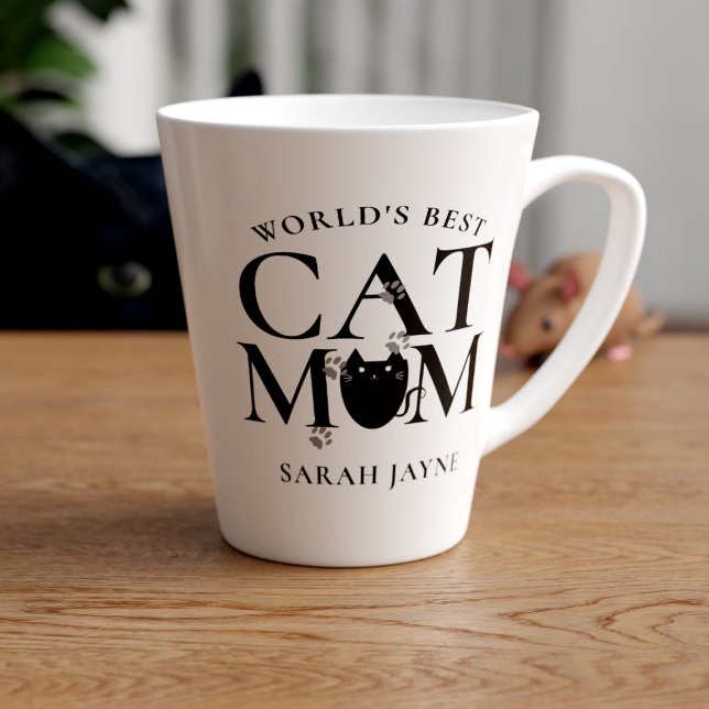 Die beste Cat-Mama der Welt Niedlich Personalisier Milchtasse (You're the world's best cat mom! Just add your name)