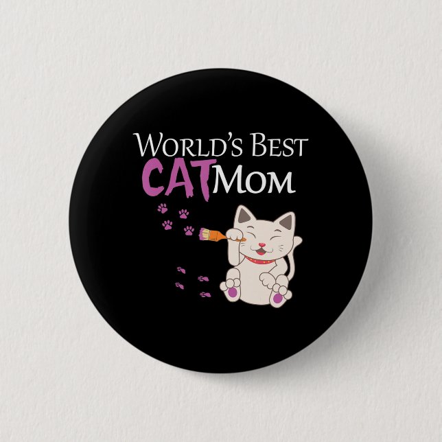 Die beste Cat-Mama der Welt - Niedliche Lady Button (Vorderseite)