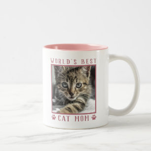 Die beste Cat-Mama der Welt Rosa Paw Prints Pet Fo Zweifarbige Tasse