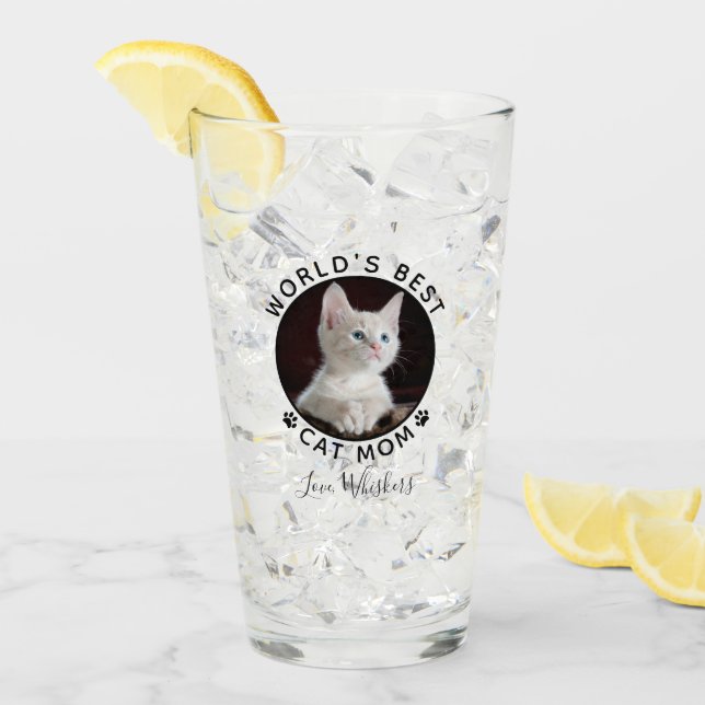 Die beste Cat Mama Drucke Pet Foto Name Glas (Vorderseite Ice)