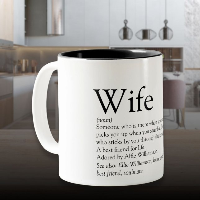 Die beste Ehefrau der Welt - Schwarz und Weiß Zweifarbige Tasse (World's Best Ever Wife Definition Black and White Two-Tone Coffee Mug)