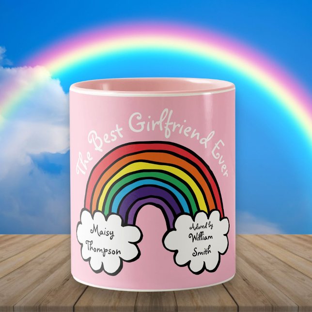 Die beste Freundin, die je Rainbow Pink gespielt h Zweifarbige Tasse (The Best Girlfriend Ever Rainbow Pink Two-Tone Coffee Mug)