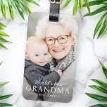 Die beste Großmutter der Welt im Foto des vergange Gepäckanhänger<br><div class="desc">Gepäckanhänger mit Ihrem individuellen Foto und dem Text "Weltbeste Oma" mit individuellem Jahr oder anderem Text unten.</div>