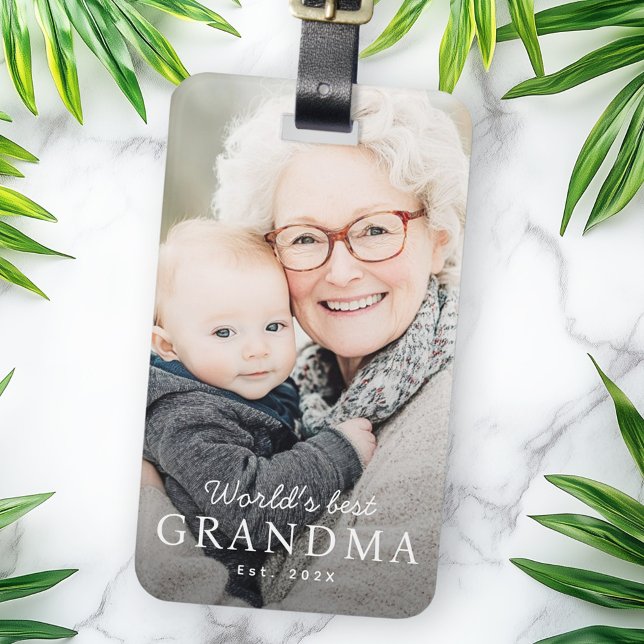 Die beste Großmutter der Welt im Foto des vergange Gepäckanhänger (World's best grandma grandmother est year photo luggage tag)