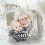 Die beste Großmutter der Welt im Foto des vergange Schlüsselanhänger<br><div class="desc">Schlüsselanhänger mit Ihrem eigenen Foto und dem Text "Weltbeste Oma" mit individuellem Jahr oder anderem Text unten.</div>