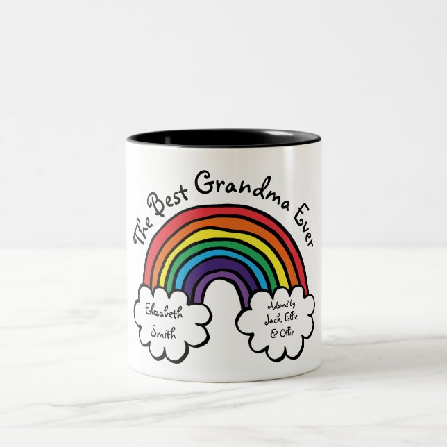 Die beste Großmutter Granny je Regenbogen Zweifarbige Tasse (Mittel)