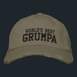 Die beste Grumpa der Welt | Funny Grandpa Personal Bestickte Baseballkappe<br><div class="desc">Einfaches Retro-Vintages Textdesign eines beliebten Spitznamen für die weltbesten mürrischen Großväter - grumpa. Passen Sie den Text an,  um Ihren Lieblings-Spitznamen einzubinden.</div>