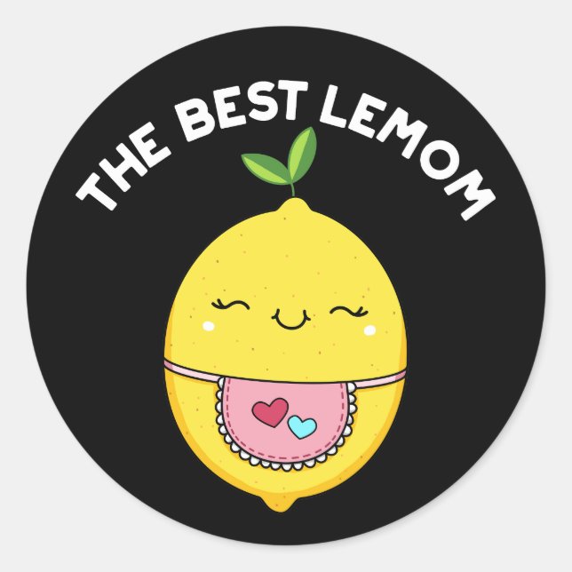 Die beste Lemom Funny Lemon Pun Dark BG Runder Aufkleber (Vorderseite)