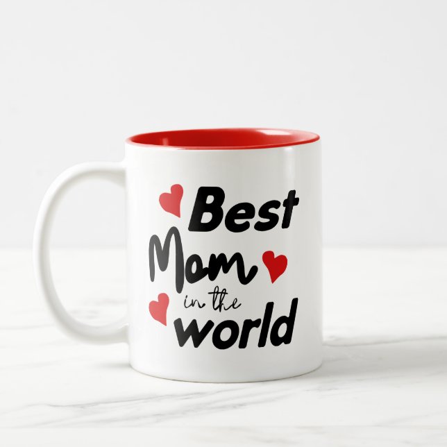 Die beste Mama am WeltMuttertag Zweifarbige Tasse (Links)