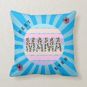 Die beste Mama Blue Floral Anpassen von Baumwolle Kissen