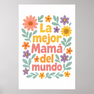 Die beste Mama der Welt Bunte Blumen Poster