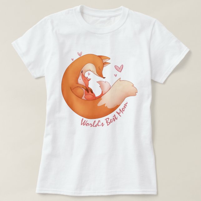 Die beste Mama der Welt - Fuchs Mama und Baby T -  T-Shirt (Design vorne)