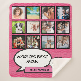 Die beste Mama der Welt - Rosa FotoCollage Sherpadecke