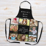 Die beste Mama der Welt Schürze<br><div class="desc">Eine schöne schwarze Schürze, die ihre Mutter mit einer 8-Foto-Collage aus ihren Kindern, Familienmitgliedern, Haustieren usw., "World's Best Mama" und den Namen ihrer Kinder in schlichter moderner weißer Typografie abhält. Personalisieren Sie, ob sie "Mama", "Mama", "Mama" genannt wird.</div>