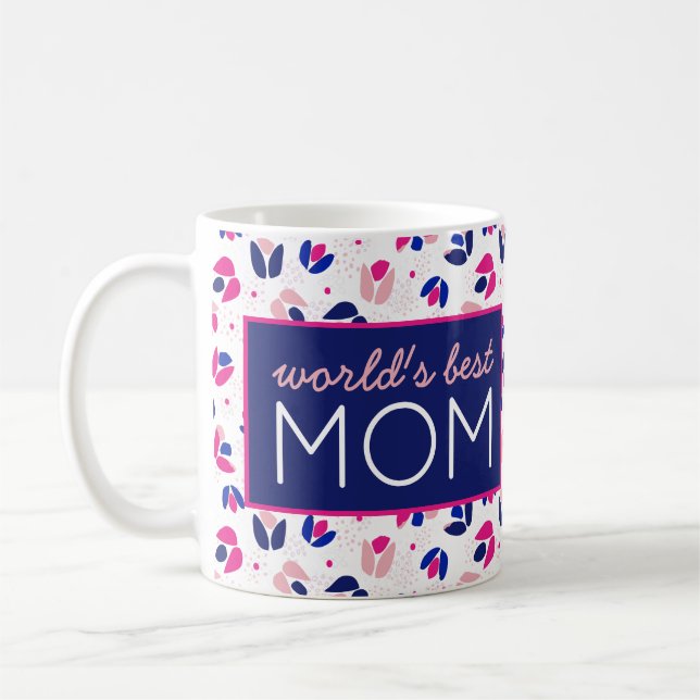 Die beste Mama der Welt Tulips Pink Blue Gift für  Kaffeetasse (Links)