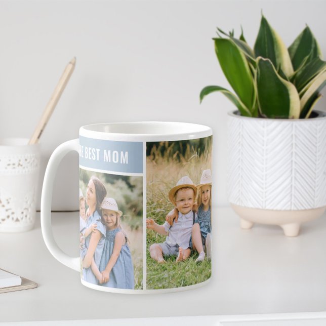 Die beste Mama, die blauen Mütter Tag FotoCollage Kaffeetasse (Von Creator hochgeladen)