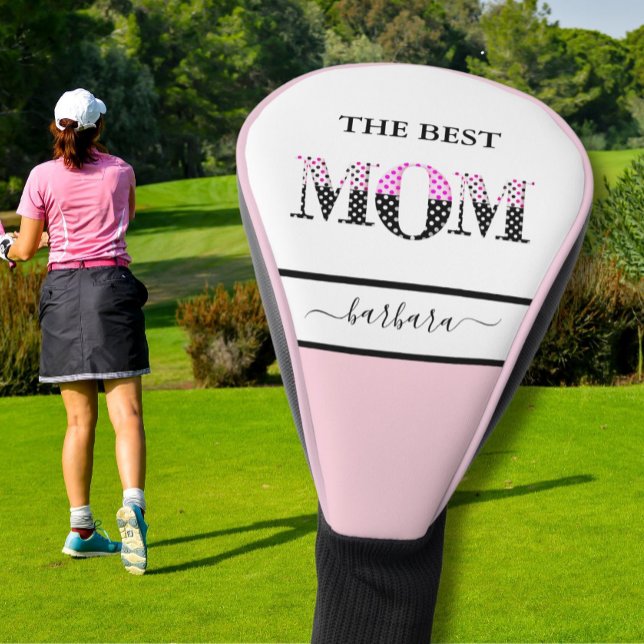 Die beste Mama, die Stilvolle Schwarz-Rosa-Buchsta Golf Headcover (Von Creator hochgeladen)