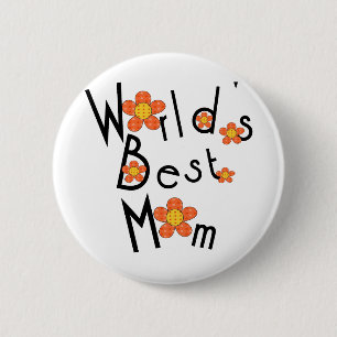 Die beste Mama Funky Blumen Welt Button