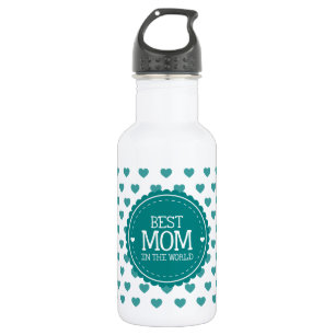 Die beste Mama für Aquamarine Herzen und Kreise de Trinkflasche