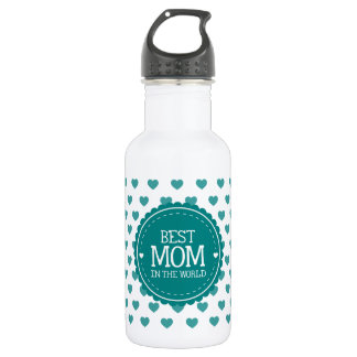 Die beste Mama für Aquamarine Herzen und Kreise de Trinkflasche