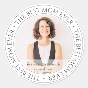 Die beste Mama für das moderne klassische Foto Runder Aufkleber