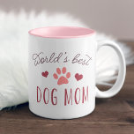 Die beste Mama für Hunde der Welt Zweifarbige Tasse<br><div class="desc">Wir sind bei Ihnen: Wut zählt ganz als Kinder. Feiern Sie mit dieser niedlichen Tasse die Hundemutter der Hunde,  die in Ihrem Leben engagiert ist und in der modernen Typografie "Weltbeste Hundemutter" mit berry-rosa Herzen und einer Coral-Rosa-Pink-Druckvorlage präsentiert wird.</div>