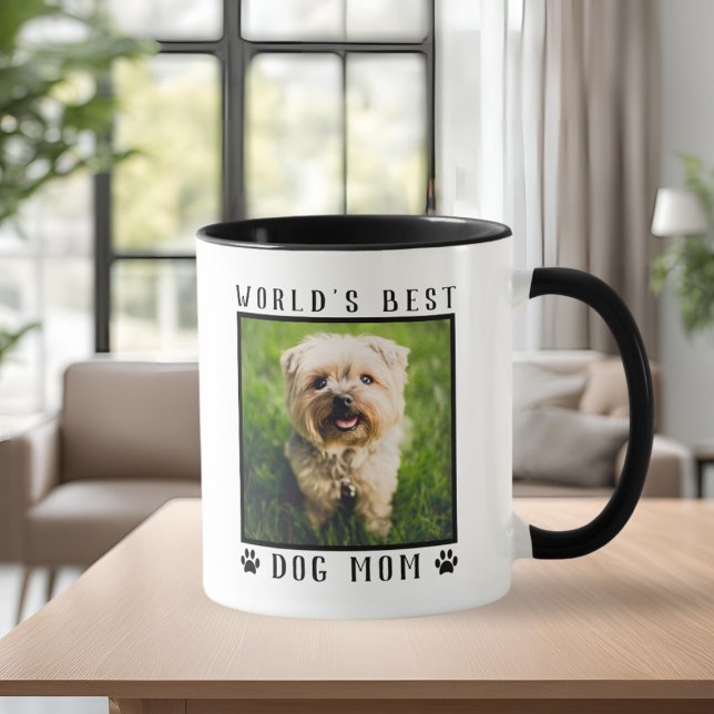 Die beste Mama für Hunde druckt Foto-Rahmen für Ha Tasse (World's Best Dog Mom Paw Prints Pet Photo Frame Mug)