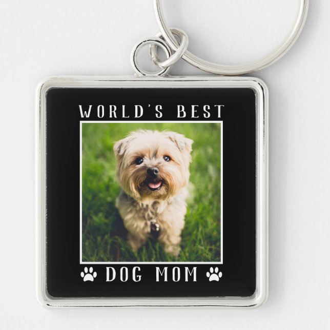 Die beste Mama für Hunde druckt Pet Foto Black Schlüsselanhänger (Vorne)