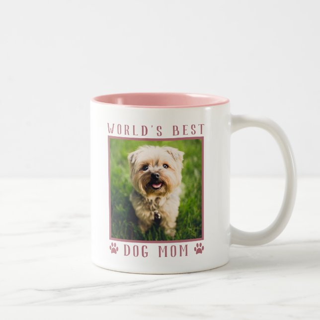 Die beste Mama für Hunde - Rosa Pink Prints Pet Fo Zweifarbige Tasse (Rechts)